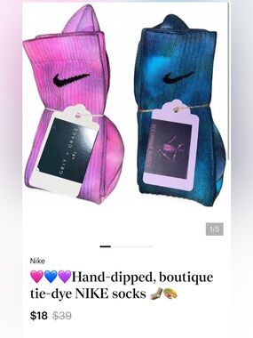 🩷💙💜Hand-dipped, boutique tie-dye NIKE socks 🧦🎨